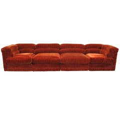 Schweiger Rust Velvet Sectional Sofa