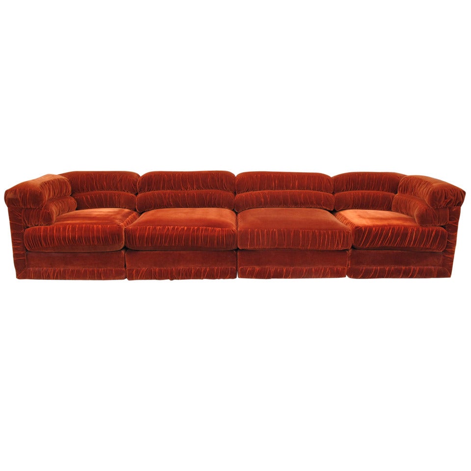 Schweiger Rust Velvet Sectional Sofa