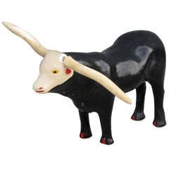 Hand Painted Bull Figure