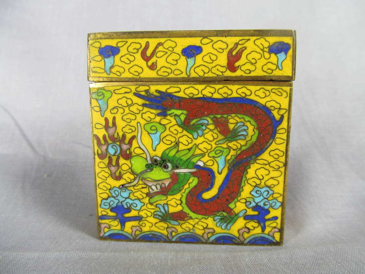 Chinese Cloisonné Dragon Cigarette Box