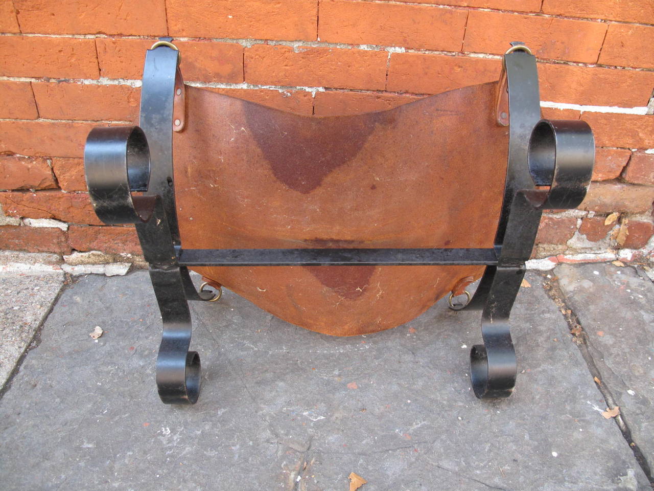 Leather and Iron Magazine Holder For Sale 1