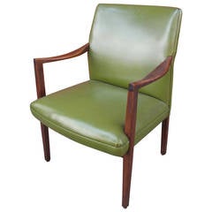Mid-Century Modern Green Vinyl Armchair