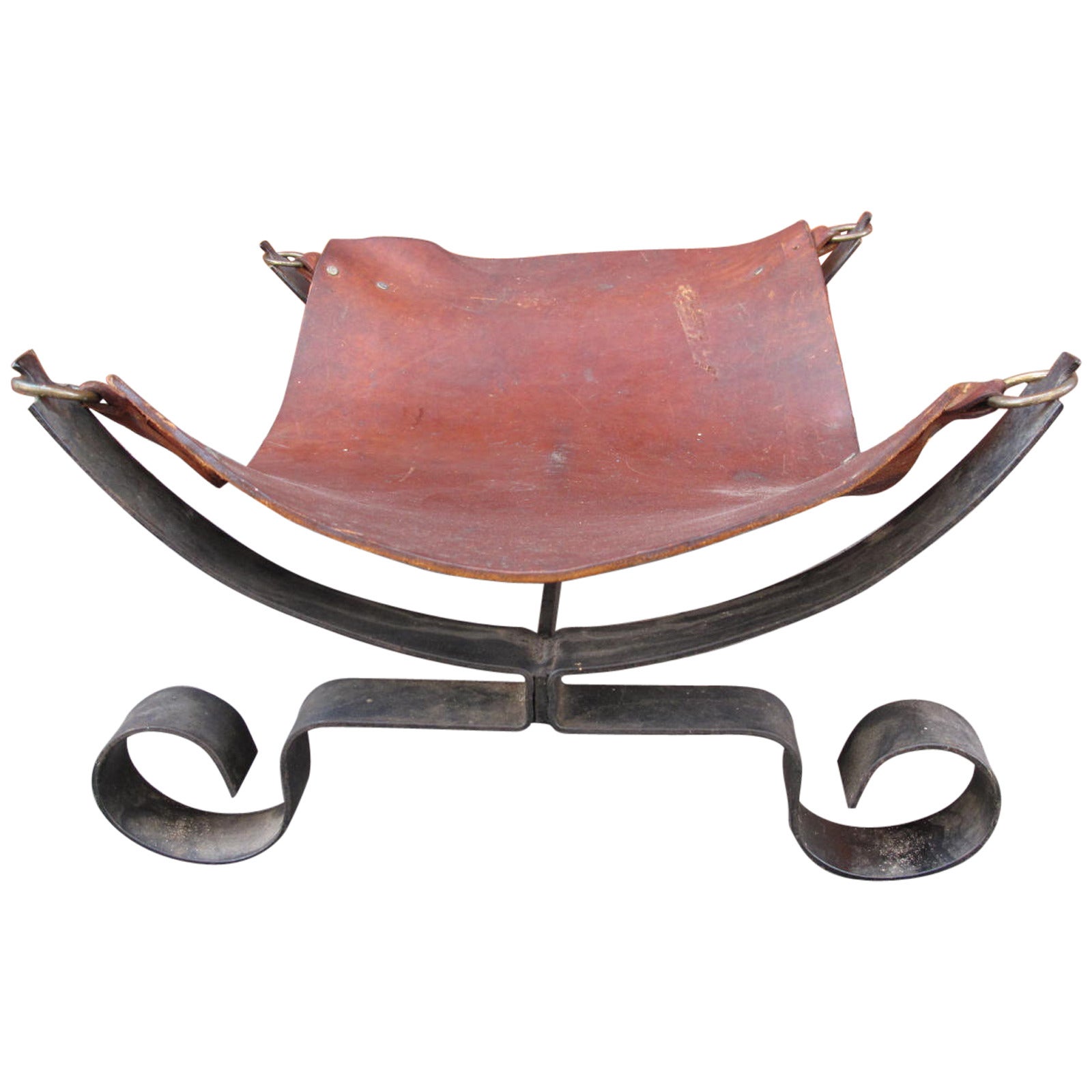 Leather and Iron Magazine Holder For Sale