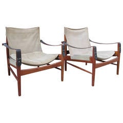 Pair of Hans Olsen 1960s Safari Chairs