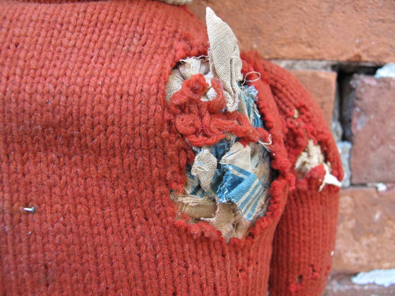 Folk Art Knitted Rag Doll In Fair Condition In Brooklyn, NY