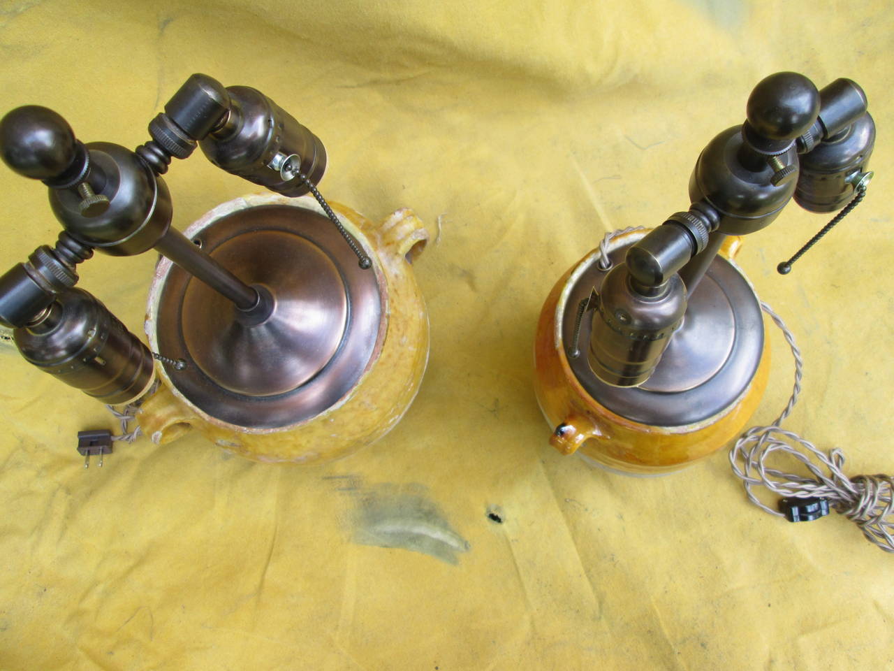 Pair of Small Pots Converted to Lamps 2