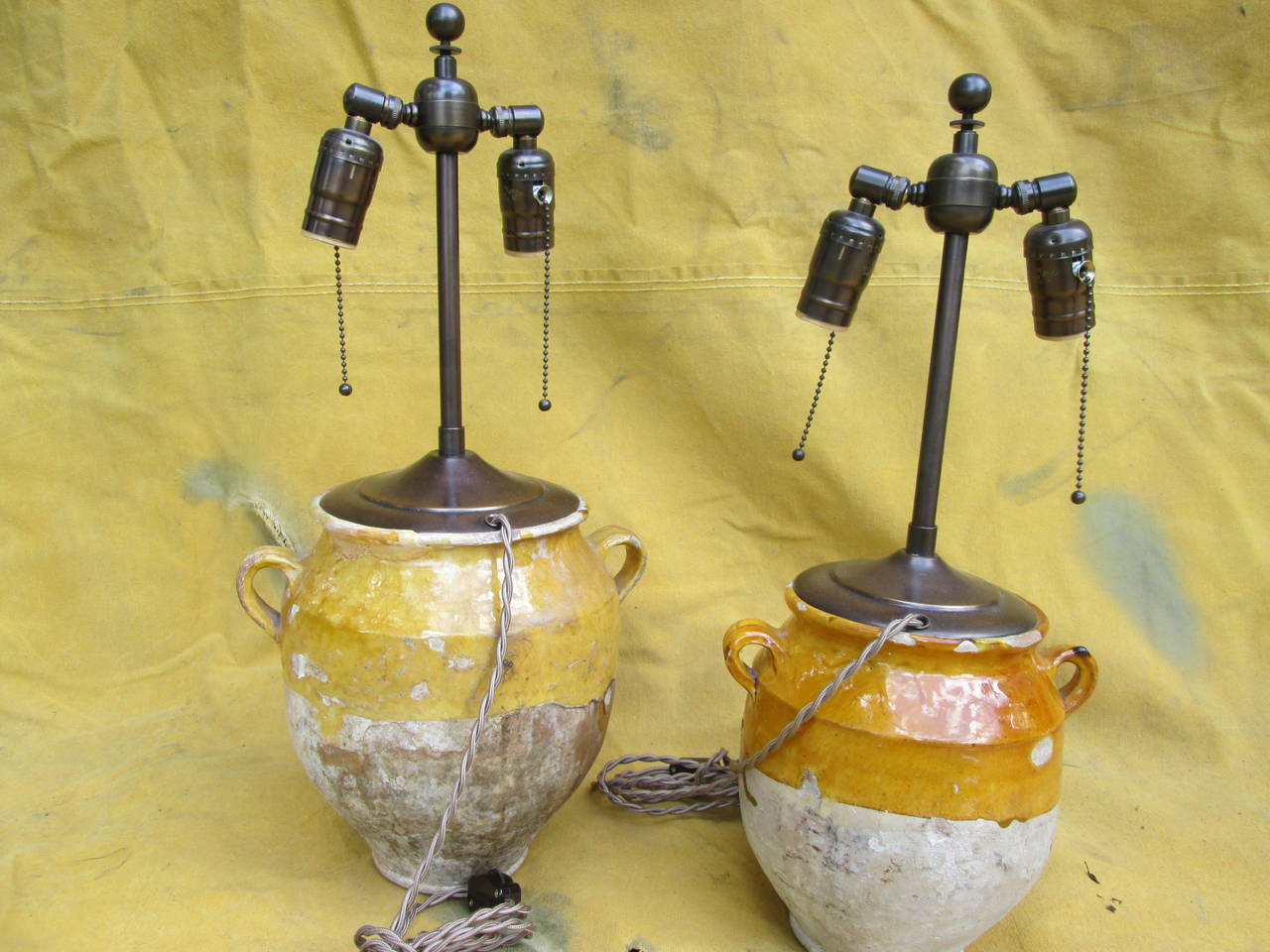 Pair of Small Pots Converted to Lamps 3