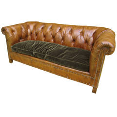 William Alan Leather and Mohair Sofa