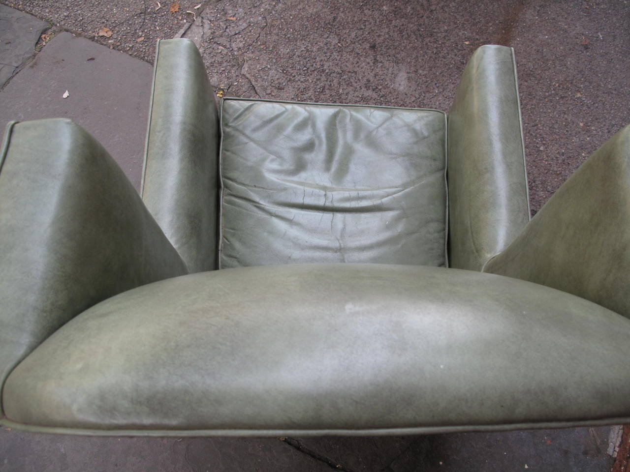 Sage Green Leather Armchair 1