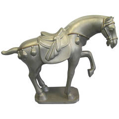 20th Century Chinese Tang Dynasty Style Pewter Horse