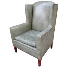 Sage Green Leather Armchair