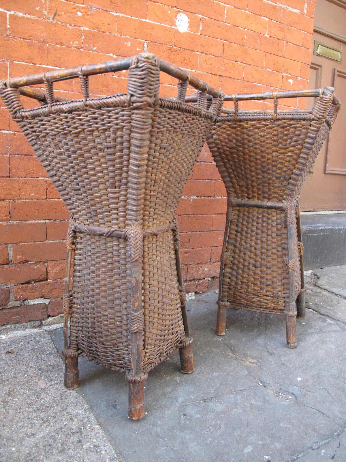 Pair of Early 20th Century Wicker Planters 2