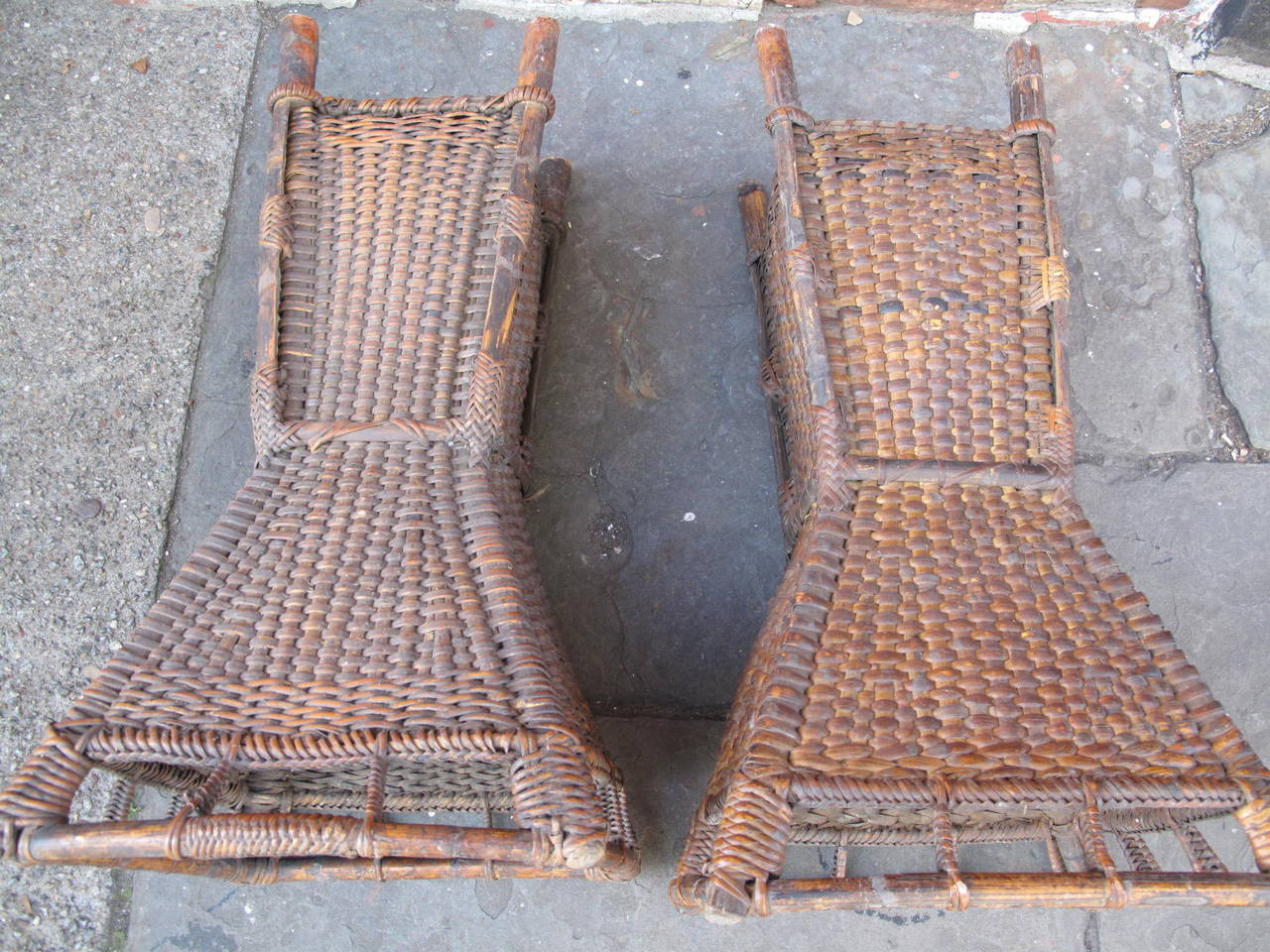 Pair of Early 20th Century Wicker Planters In Good Condition In Brooklyn, NY