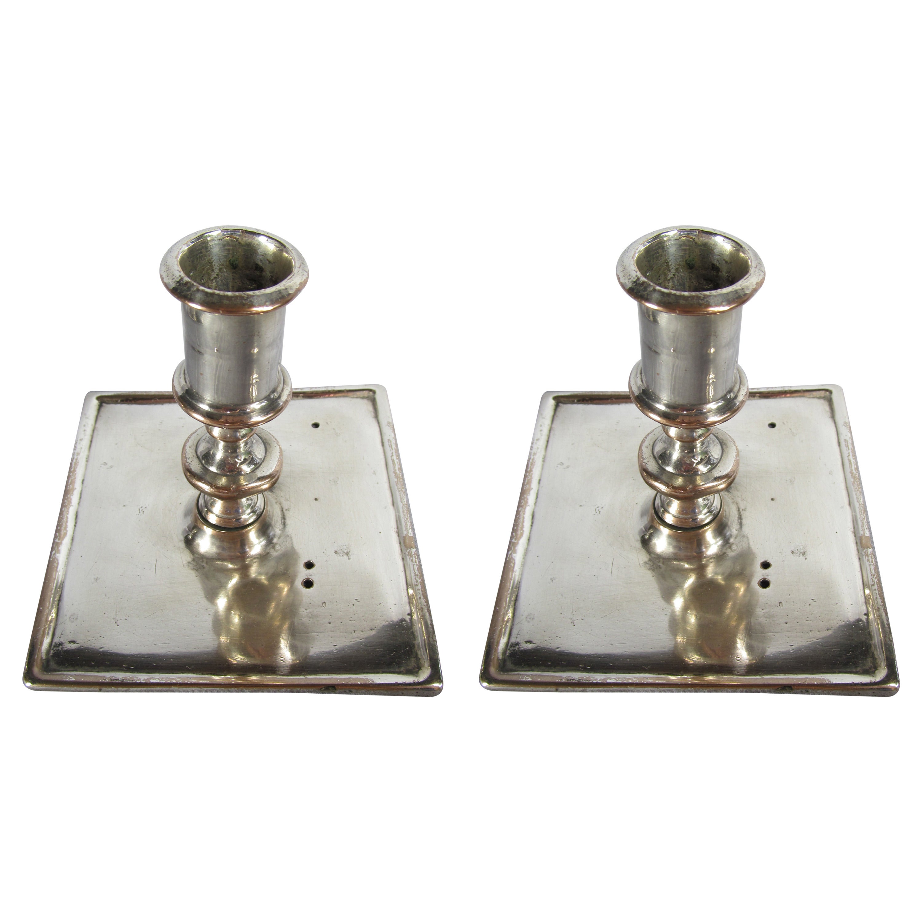 Pair of Spanish Colonial Silver Candlesticks For Sale