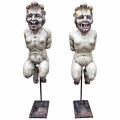 Pair of Carved Italian Satyr Architectural Elements