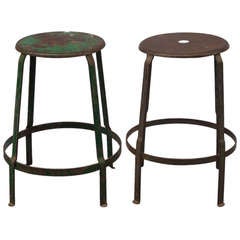 Similar Pair of Strap Steel French Factory Stools