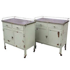 Matched Pair of Industrial Cabinets on Casters