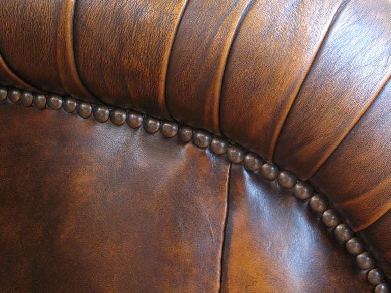 Highback Tufted Leather Chesterfield Loveseat with Pleated Detail 4