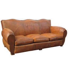 Moustache Back Deco Leather Club Sofa