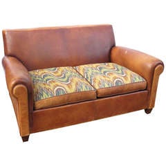 Deco Style Leather Loveseat