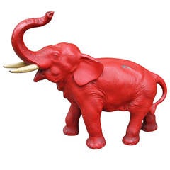 Large Painted Metal Elephant