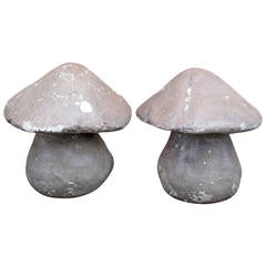 Vintage Similar Pair of Mid-Century Garden Mushrooms