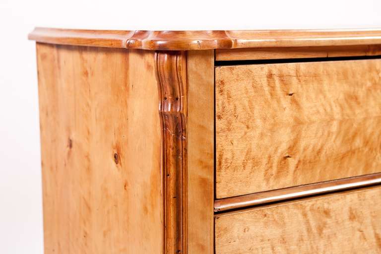 Polished North German Louis-Philippe Chest of Drawers in Birch, circa 1845