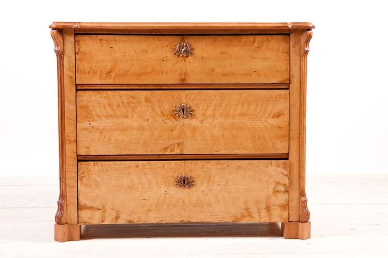 Louis Philippe North German Louis-Philippe Chest of Drawers in Birch, circa 1845