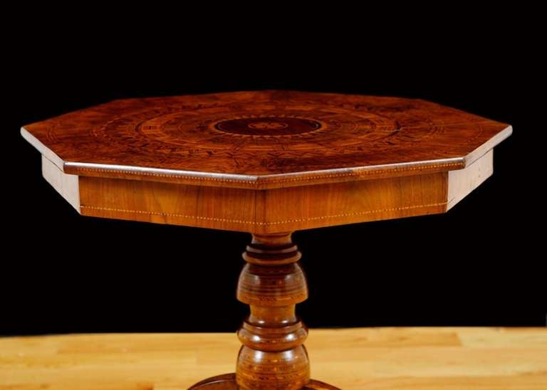 Inlay Renaissance Revival Italian Side Table in Walnut with Marquetry
