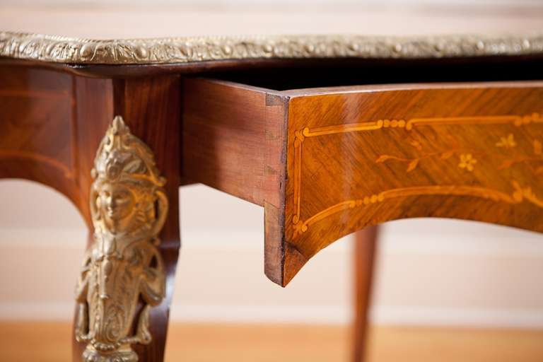 French Belle Époque Table with Parquetry, Marquetry and Ormolu Mounts, 1870 In Good Condition In Miami, FL