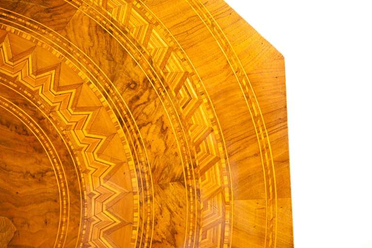 19th Century Octagonal Northern Italian Marquetry Table in Walnut depicting Saint George and the Dragon circa 1885
