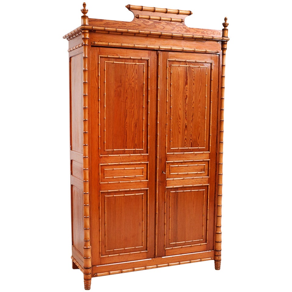 French FauxBamboo Pine Armoire, c. 1890 at 1stDibs faux bamboo
