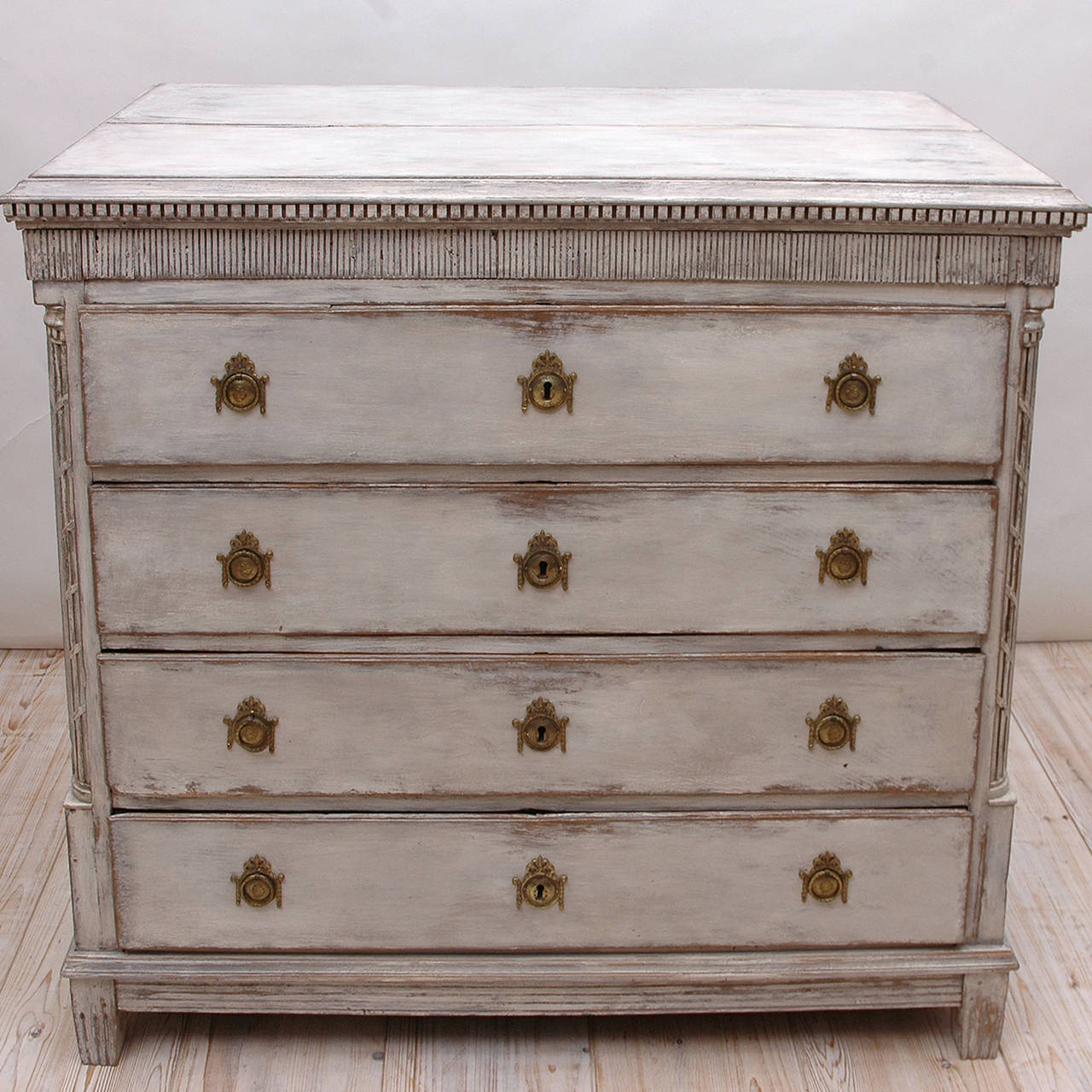 Swedish Gustavian Commode or Chest of Drawers with Painted Finish