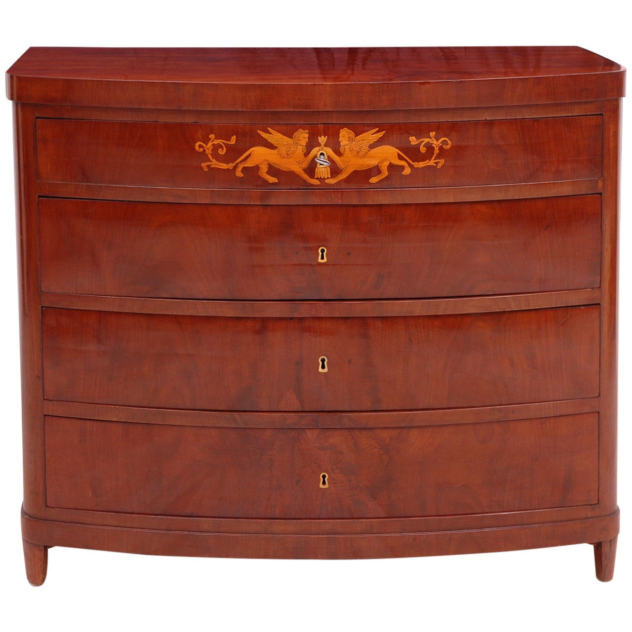 Antique Empire Chest of Drawers in Cuban Mahogany with Interior Writing Surface