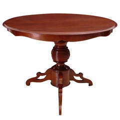 Antique Round Pedestal Table in Mahogany with Tripod Base, Dutch Guiana, c. 1850