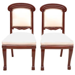 Pair of Baltic Empire-Style Chairs in Mahogany with Upholstery, circa 1910