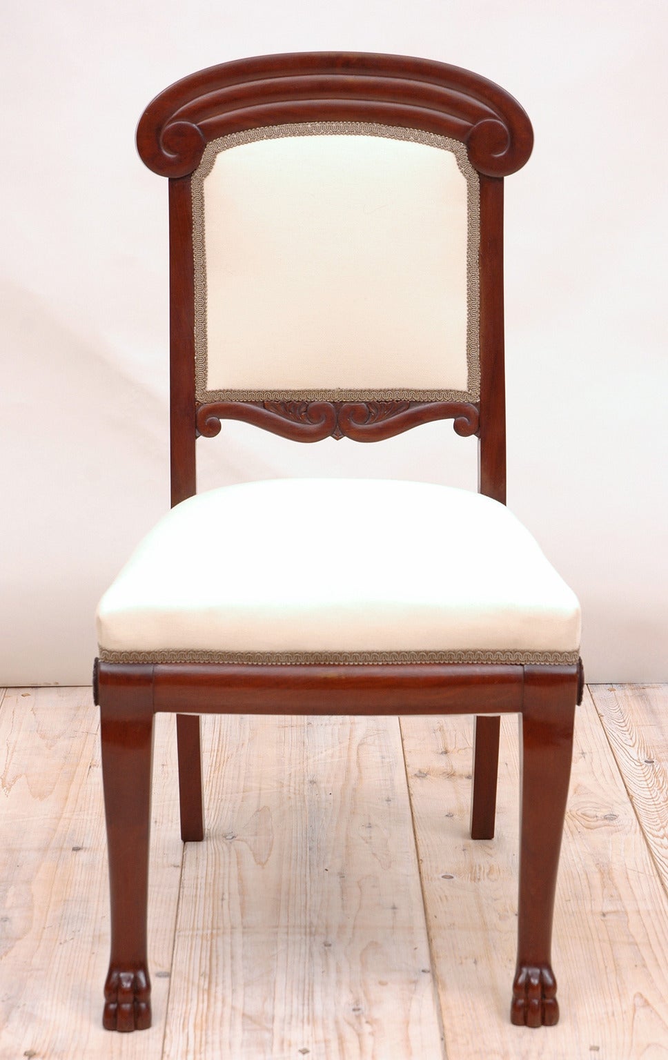 Pair of Baltic Empire-Style Chairs in Mahogany with Upholstery, circa 1910