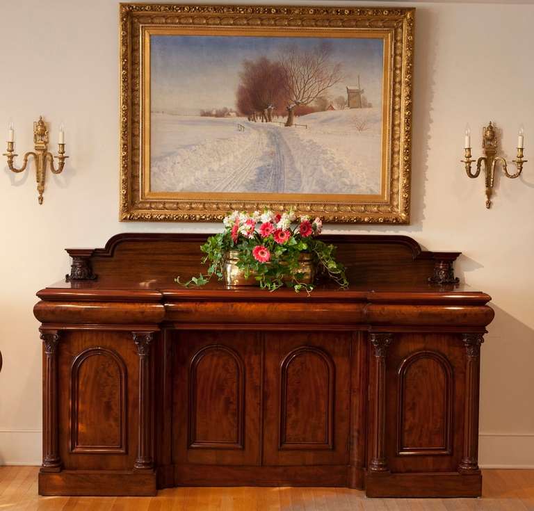 Romantique Grande huile sur toile d'un paysage d'hiver de Peter Adolf Persson dans un cadre en bois doré en vente