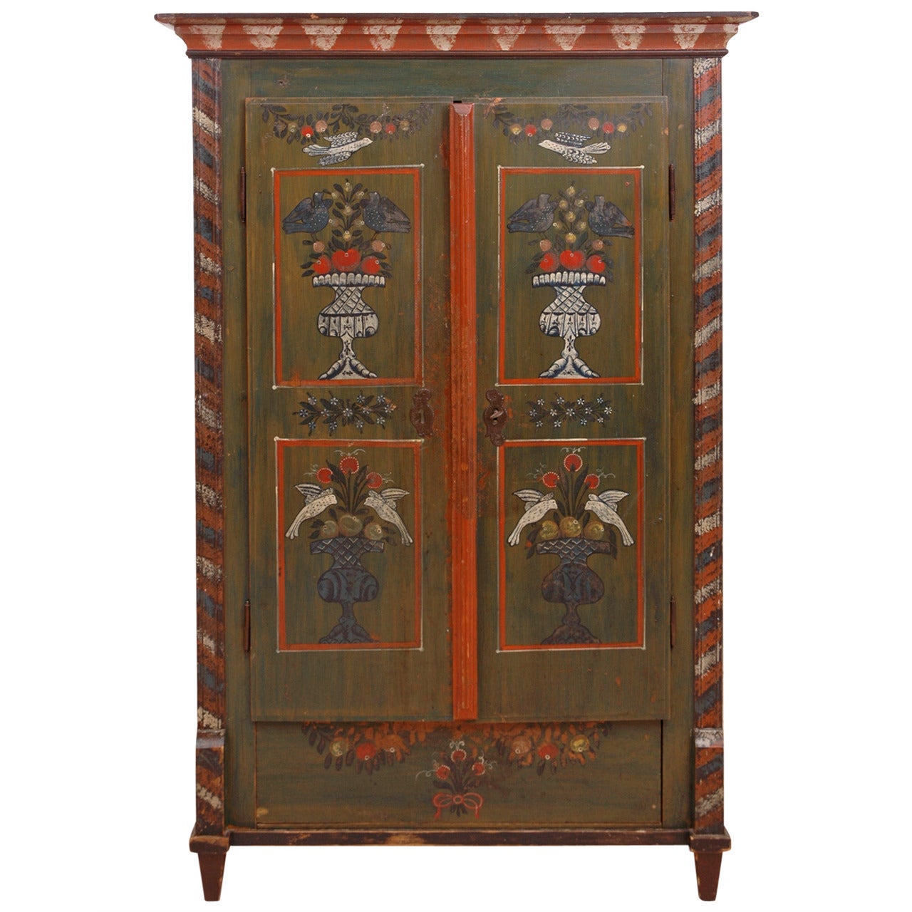 18th Century Painted Dower Armoire from Alsace Lorraine