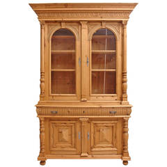 Large Pine Belle Époque Bookcase or Cupboard from Bohemia 4