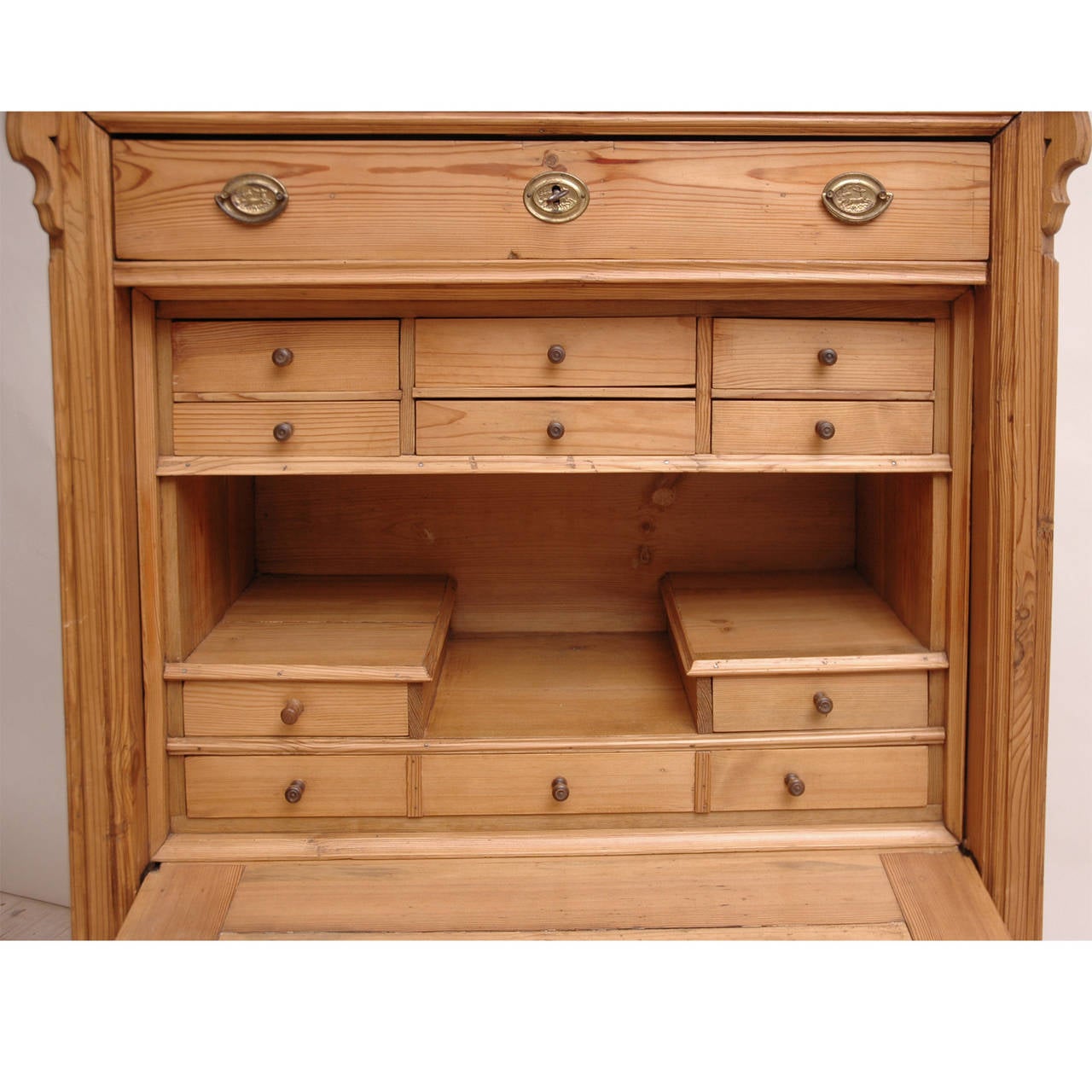 19th Century German Louis Philippe Pine Secretary with Fall Front  5