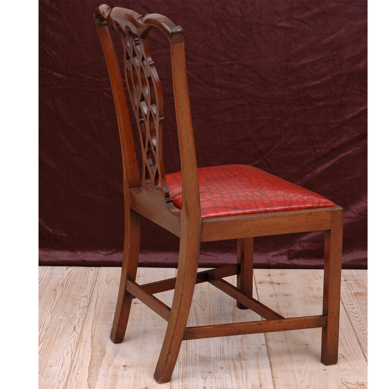 Set of Six 19th Century, George III Style Chairs in Mahogany with Leather Seats 1