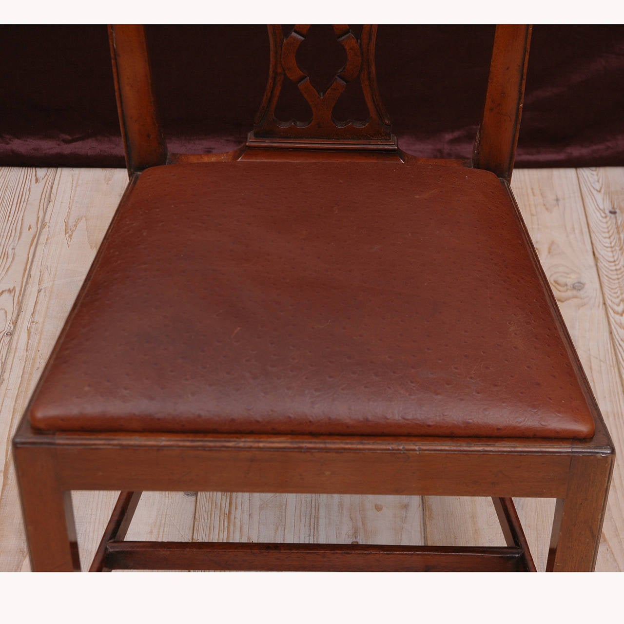 Set of Six 19th Century, George III Style Chairs in Mahogany with Leather Seats 4