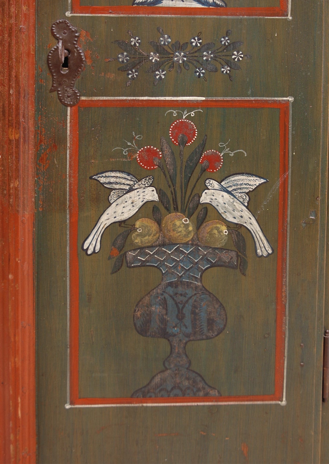 French 18th Century Painted Dower Armoire from Alsace Lorraine