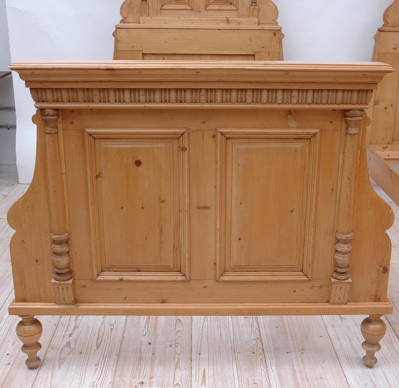 Austrian Pair of Antique Pine 3/4 Beds