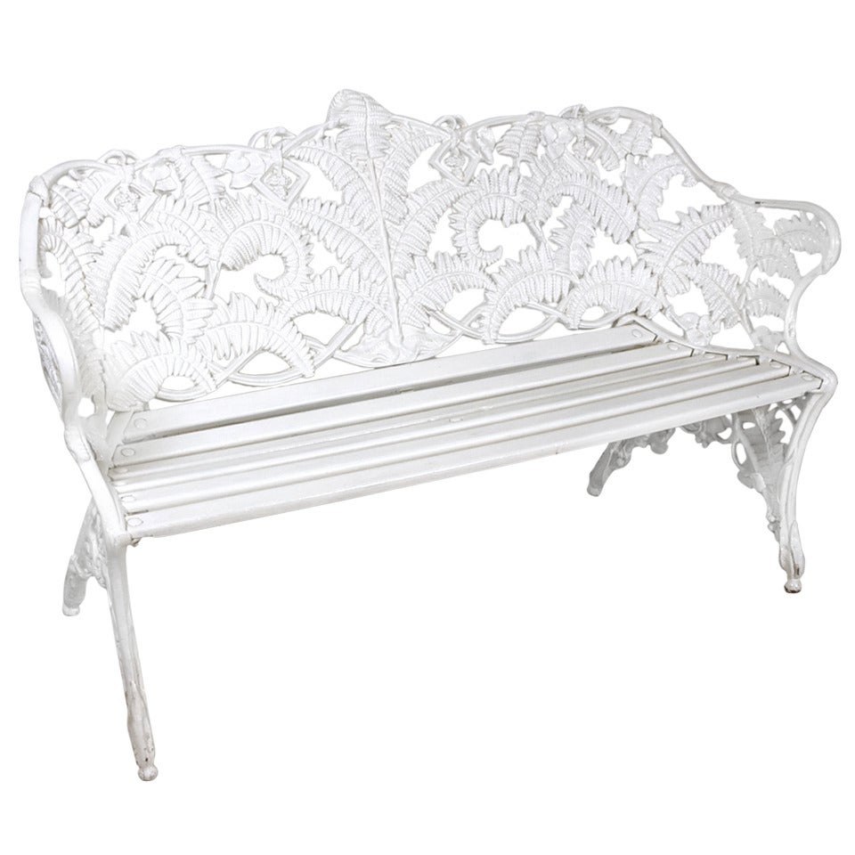 Swedish Cast Iron Fern Motif Garden Settee/Bench