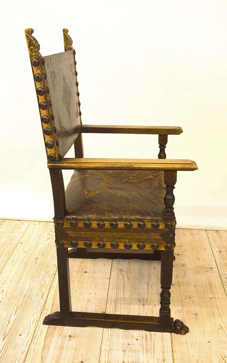 Ensemble de dix (10) chaises italiennes Renaissance Revive en cuir d'origine c. 1880 4