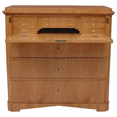Biedermeier Ash Secretary with Three Drawers and Fold-Down, Drawer-Front 7