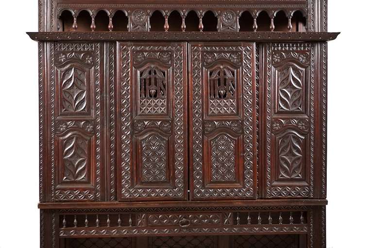 Renaissance Revival French Louis XIII Revival Cupboard in Carved Oak For Sale