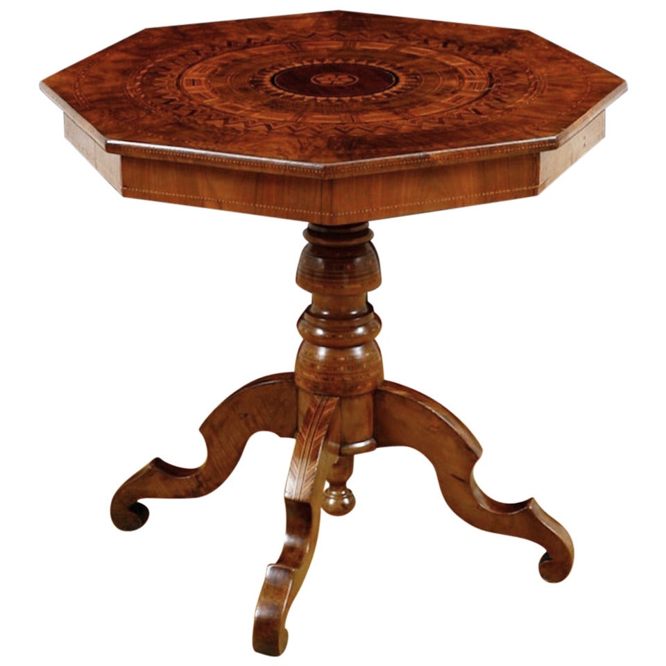 Renaissance Revival Italian Side Table in Walnut with Marquetry